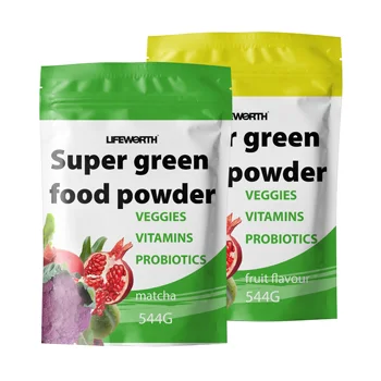 Lifeworth Vegan Supplement Greens Blend Organic Superfood Green Energy Drink Powder With Spirulina