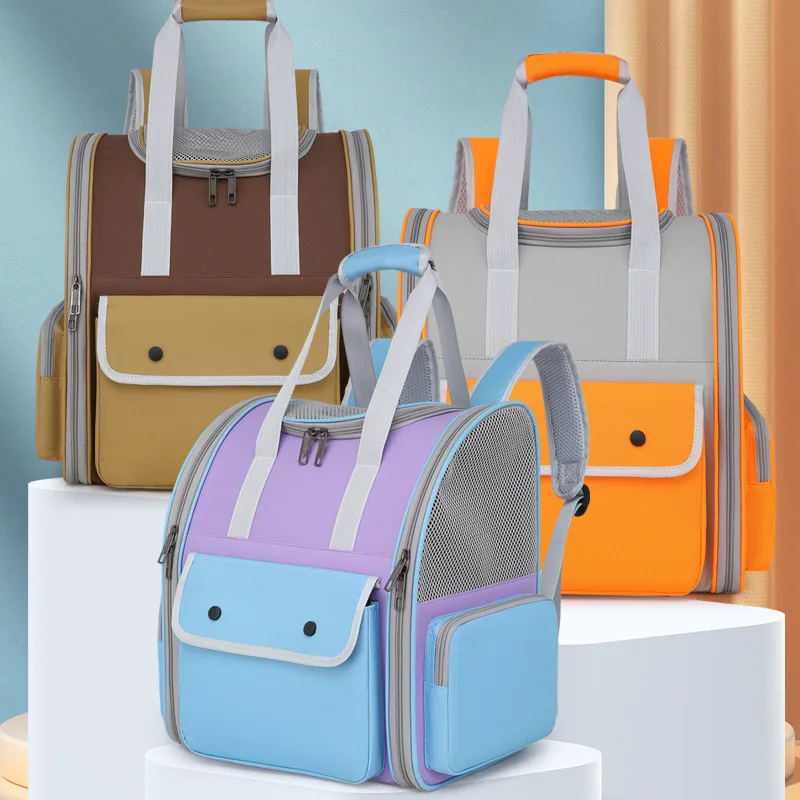Factory-direct Oxford Cat Carrier Pet Bag Convenient for Travel Solid Color Large-capacity Breathable Design