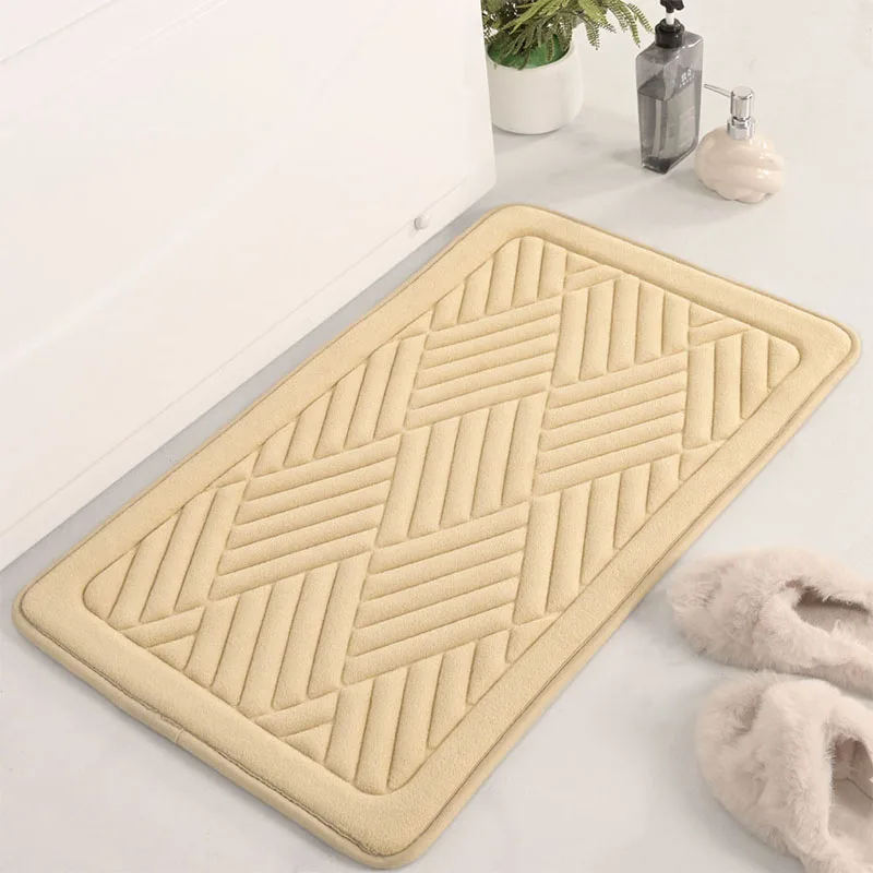 Luxury Hotel Home Door Shower Mat Memory Foam Non-Slip Bathroom Rug Extra Absorbent and Quick Dry Bath Mat