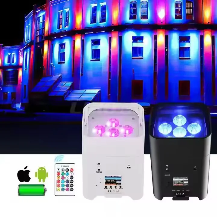 CE-gecertificeerd 6x18W 6IN1 Matrixlicht, op batterijen werkende LED PAR, DMX-besturing, RGBAW UV-emissie, aluminium straal, warme toneelverlichting