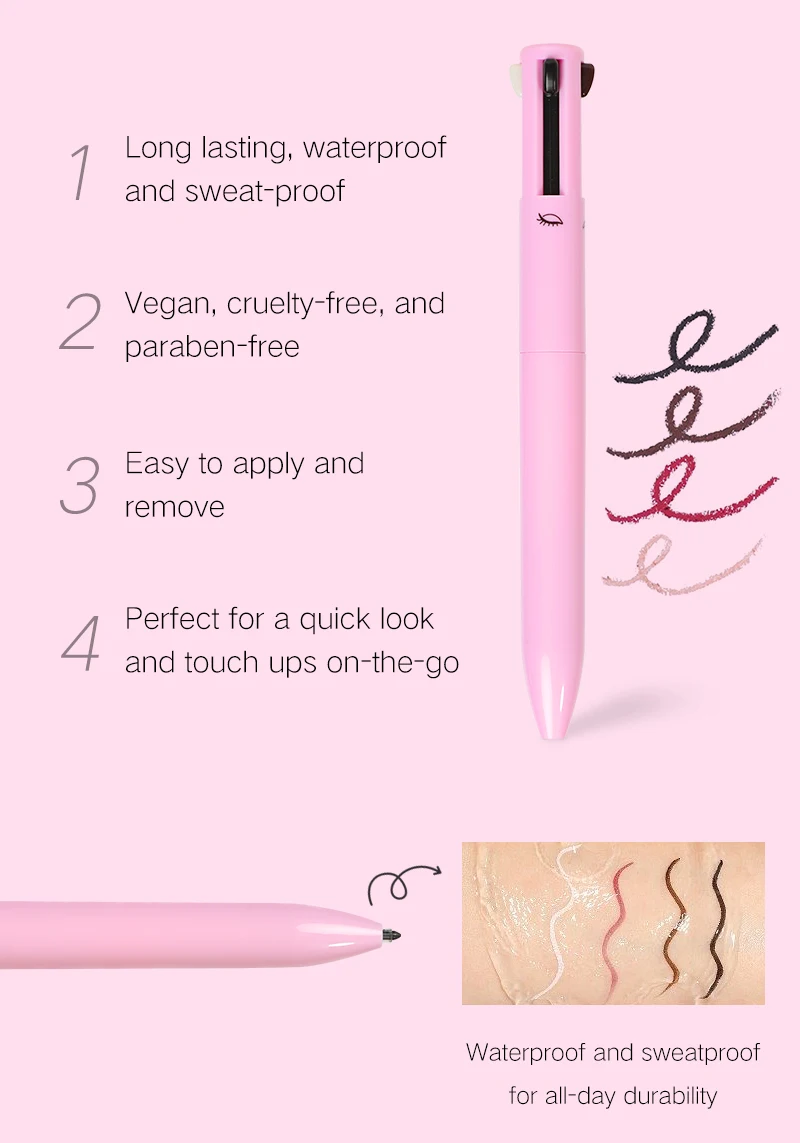 4in1 Makeup Pen Touch Up 4-color Eyebrow Pencil Eyeliner Lip Liner ...