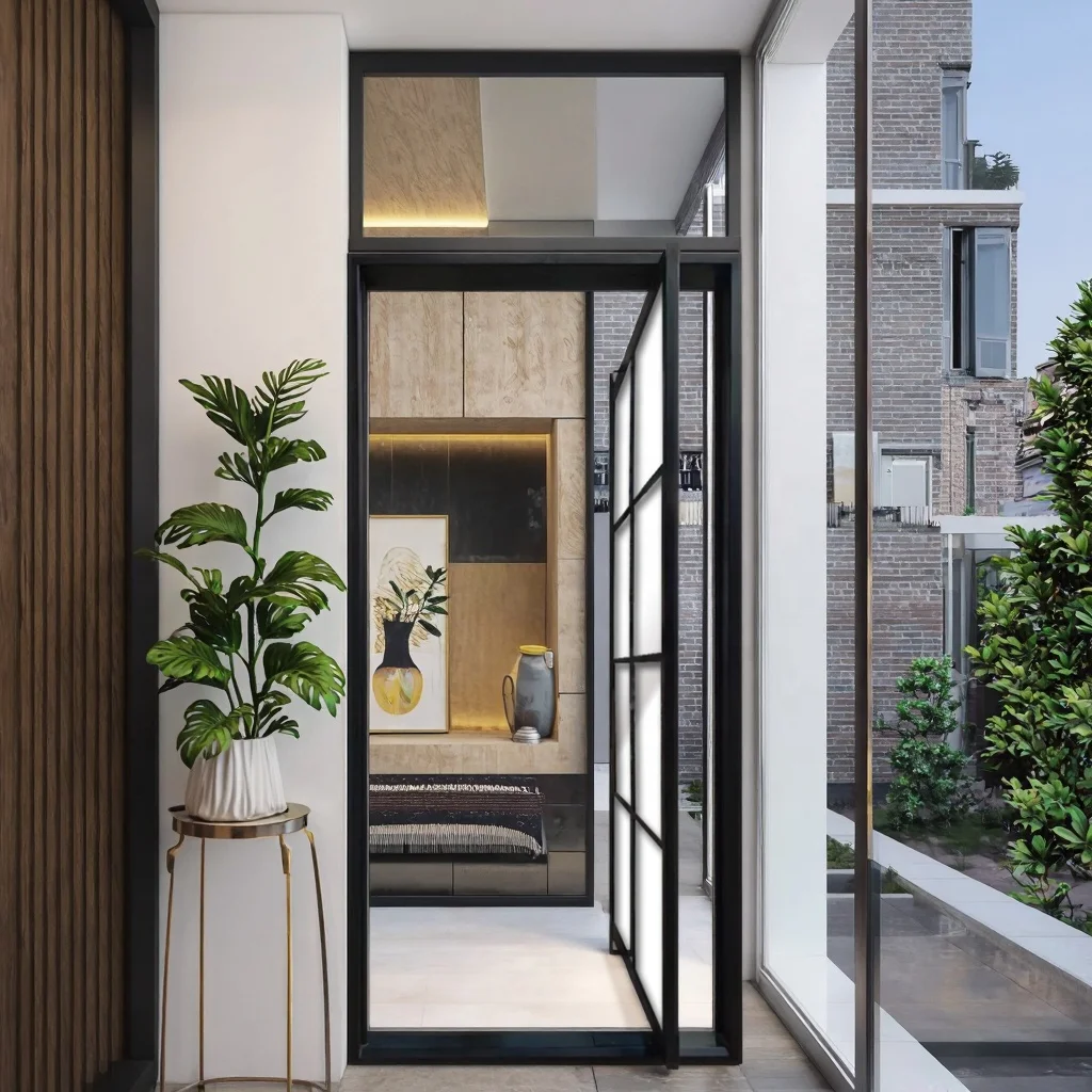 Modern Wrought Iron Front Entry Doors for Residence Interior Screen Door with Steel Material Finished and Painted Surface details