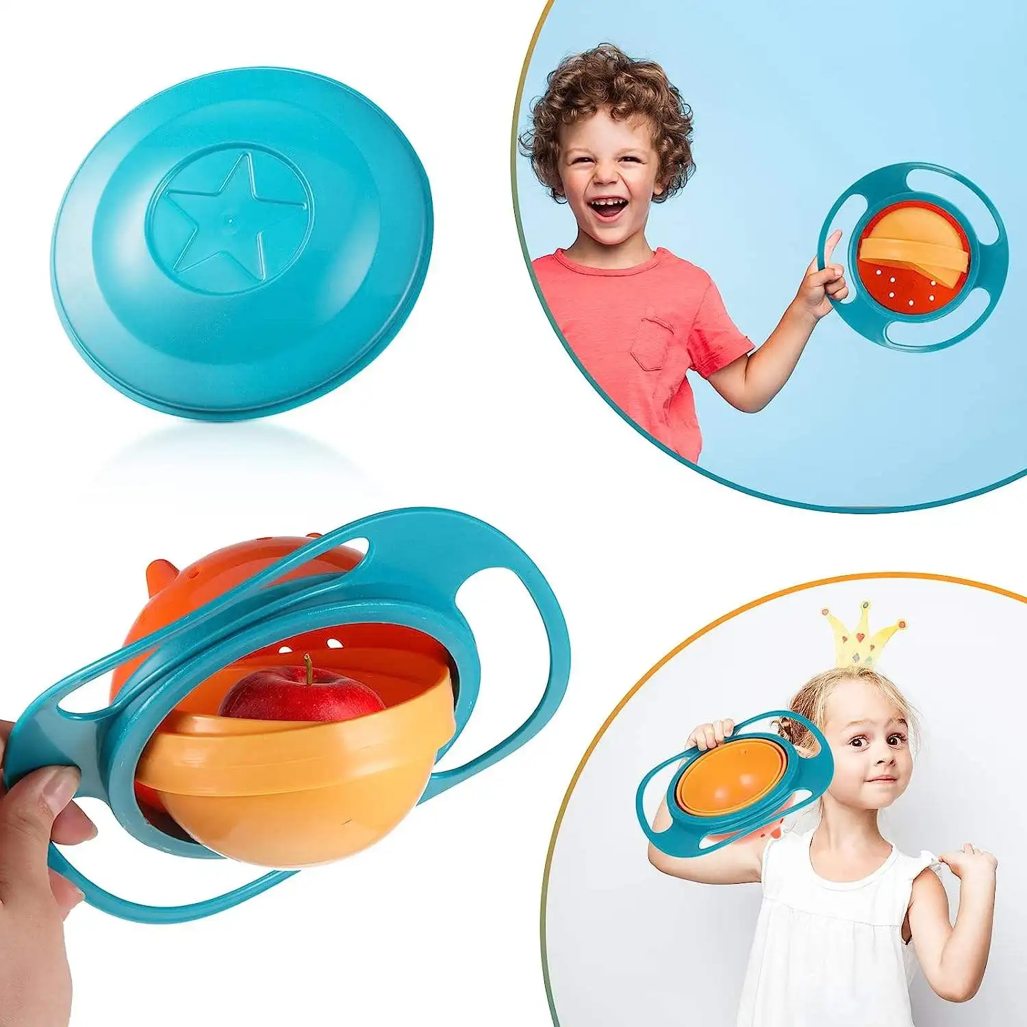 Hot Sell Solid Magic Gyro Bowl 360 Degree Rotating Balance Flying Saucer Bowl For Baby