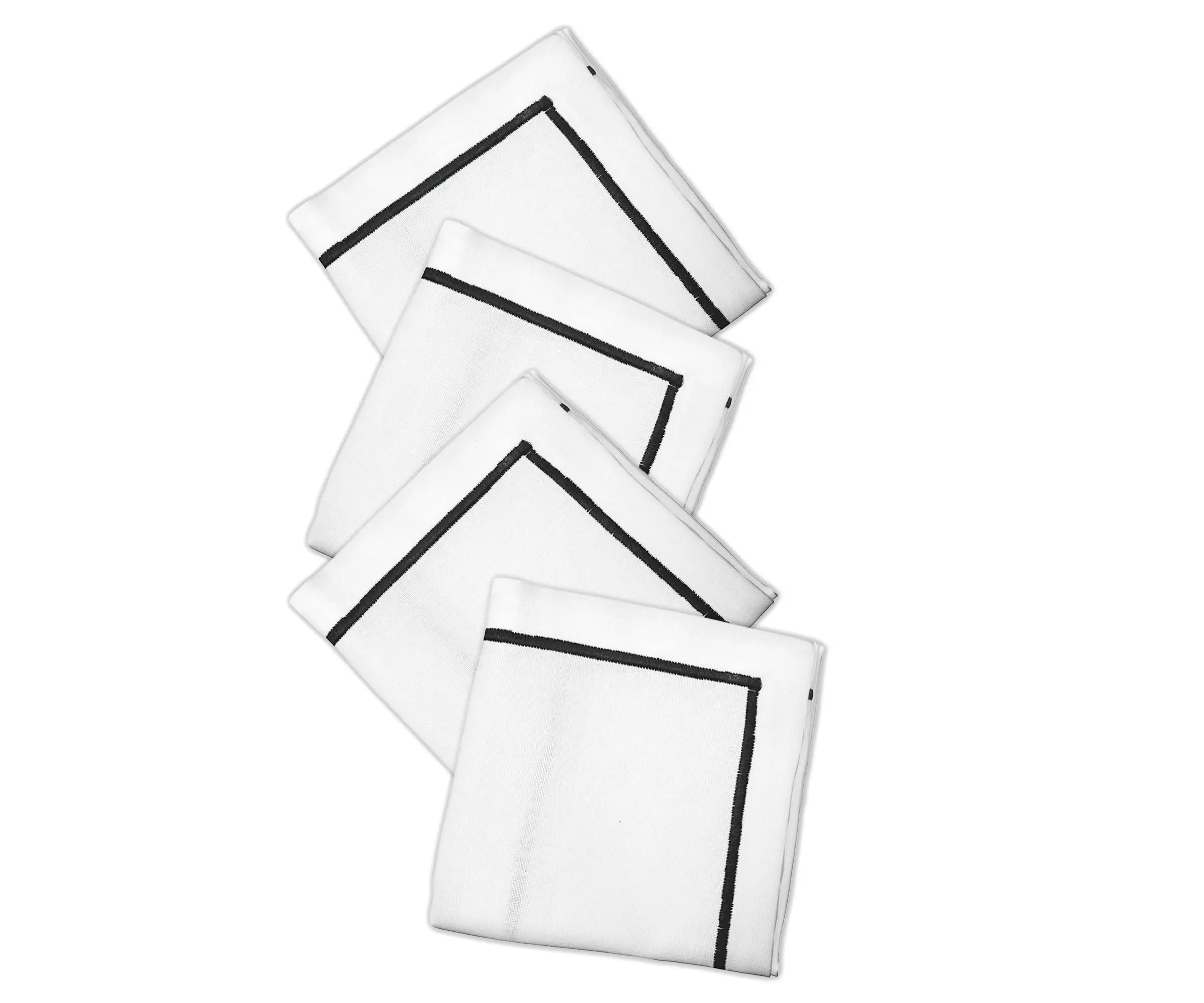 Luxury All Cotton And Linen Cotton Dinner Napkins White Embroidered