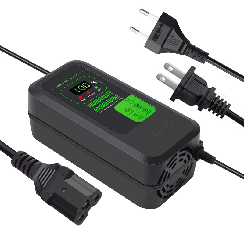 Caricabatterie 48V 4A Per Batterie Al Piombo-acido – Display E Connettore A 3 Poli Per E-bike E Scooter