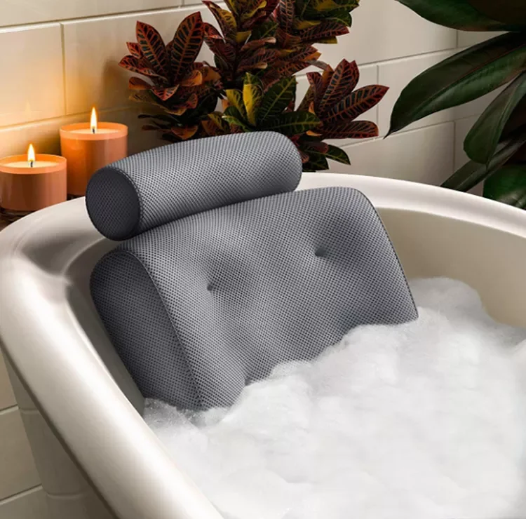 Wholesale Anti-slip Grey 3d Mesh Spa Bath Pillow Luxury Bathtub Pillows ...