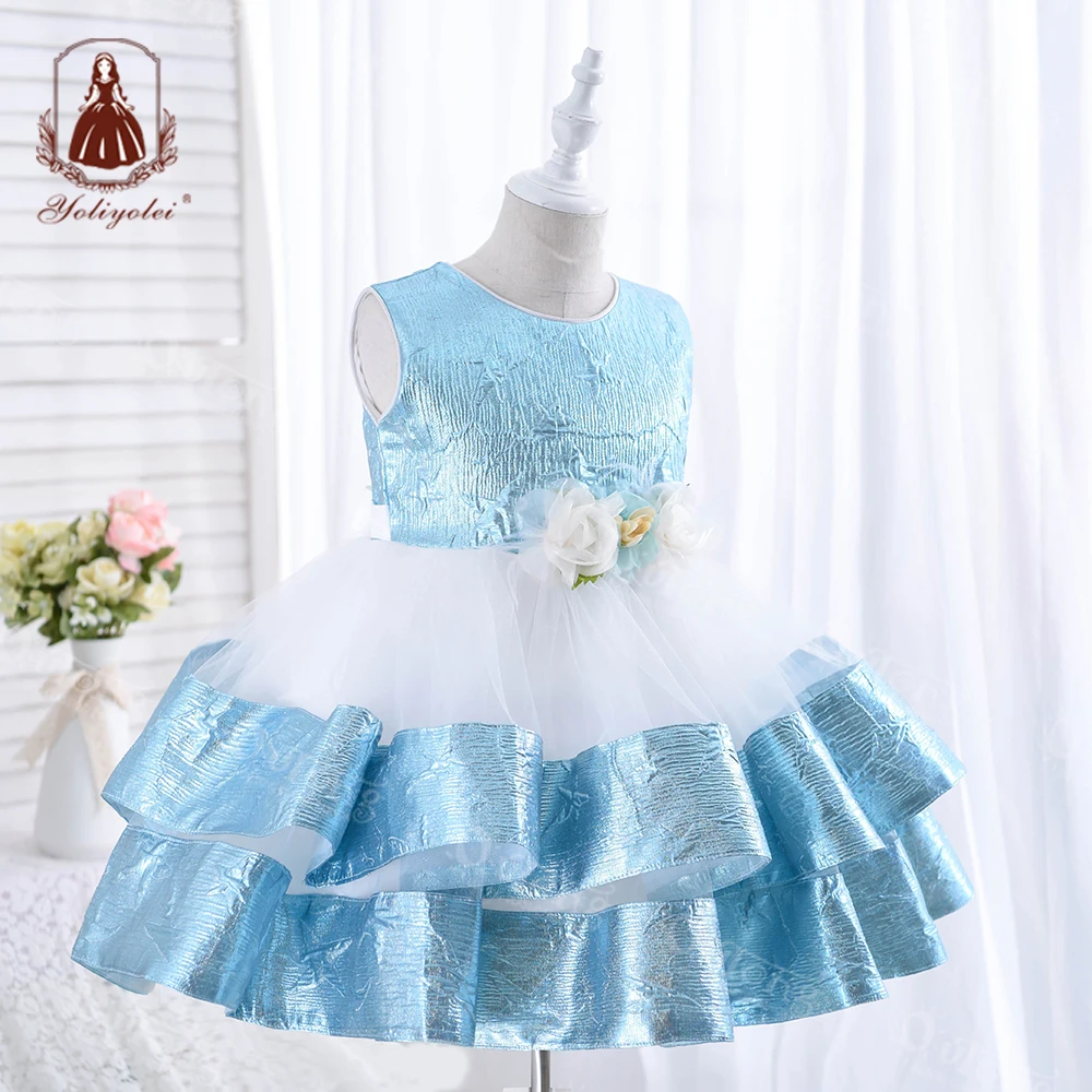 Yoliyolei Ropa Nia Sky Blue Elegant Boutique Solid Flower Girls' Party  Dresses Summer Kids Pleated Dress Children Dk184 - Buy Solid Flower Girls'  Party Dresses,Sky Blue Children Dress,Elegant Kids Children Dress Product