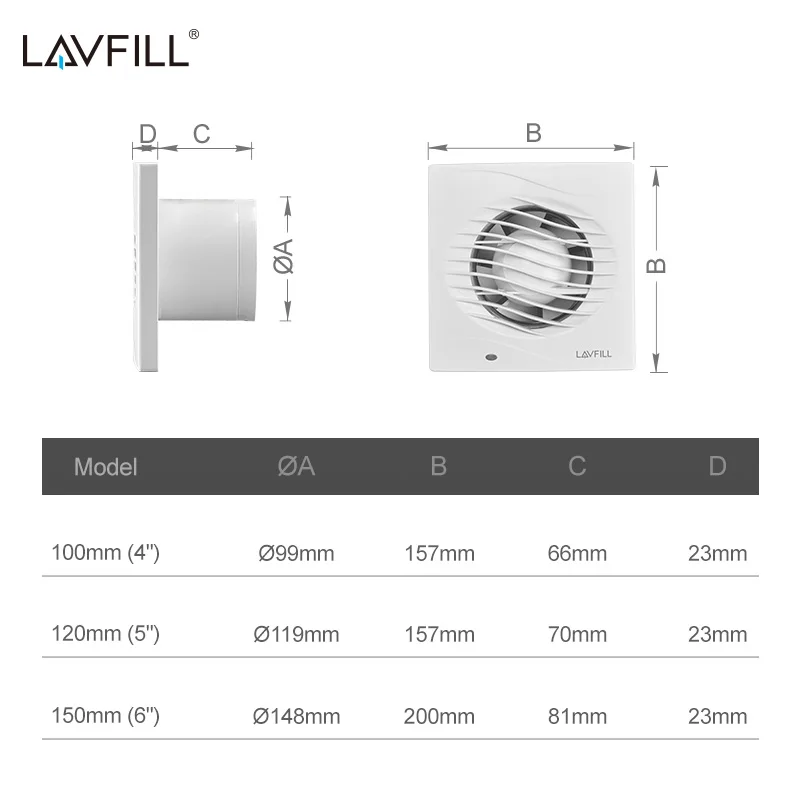 220v Kitchen Exhaust Fan Wall Mounted 4 in Exhaust Fan 100mm Bathroom Extractor Fan