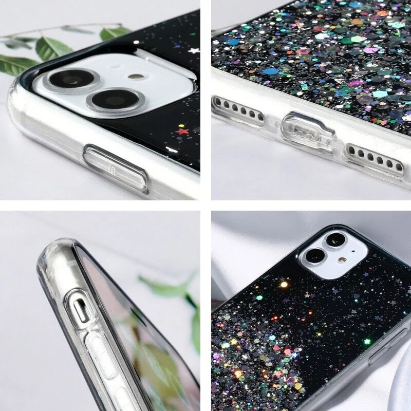 TPU hard shell transparent protective case Liquid Glitter Floating Cute Phone Case for iPhone 16 15 14 13 plus pro max
