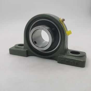 UC208-24 Cast Iron GCr15 Pillow Block Bearing Housing Grease Lubricated Insert Bearings Farm Conveyor System Precision P0/P6