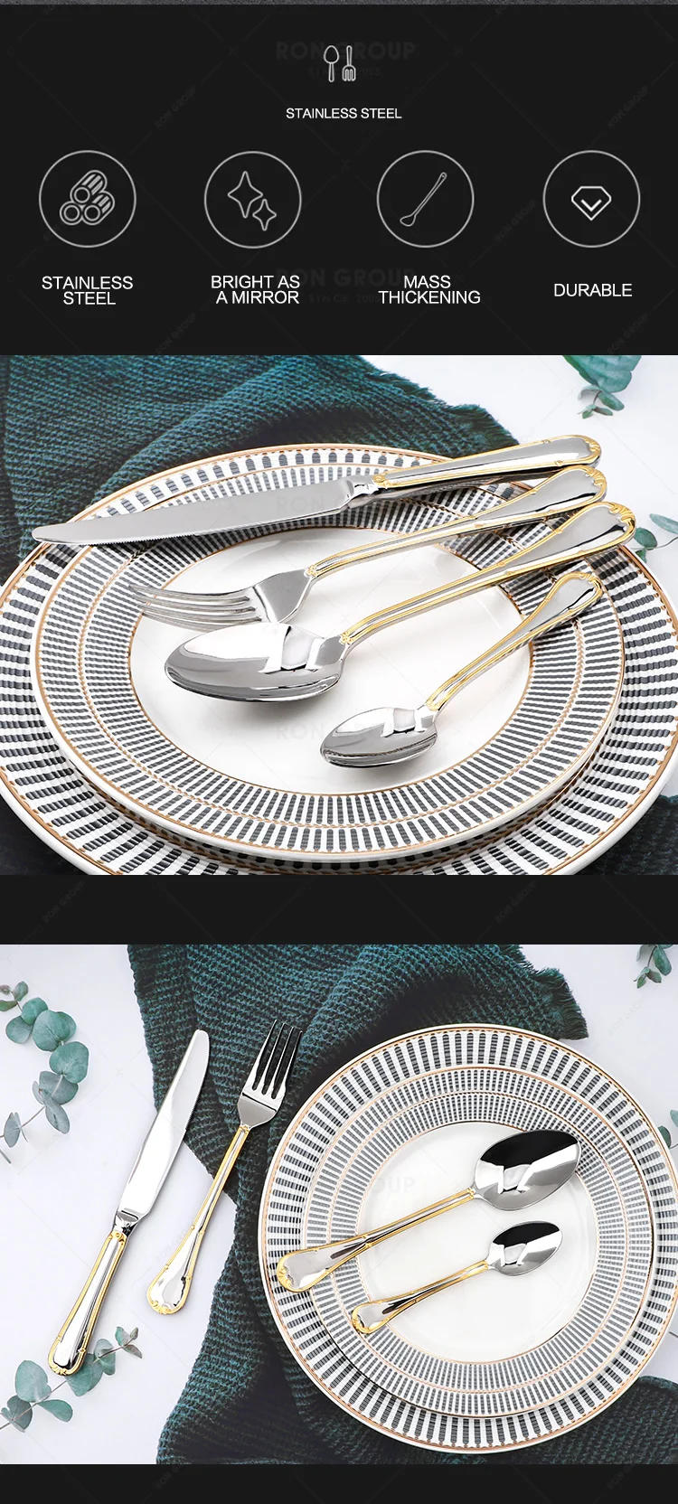 Wholesale High Quality Polished Spoon Fork Luxury Utensil Wedding Flatware Silver Knife Cutlery Set Stainless Steel