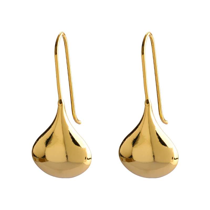 Korean Fashion Simple Gold Plated Fish Hook Geometric Drop Earrings Custom Wholesale Brass Jewelry for Women Classic Style