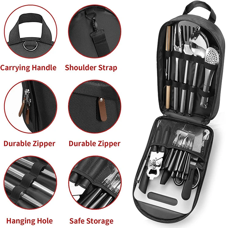 Outdoor Camping Cooking Utensils Set Portable Camping Cookware Storage Bag 27pcs Kitchen Accessories Utensils Set