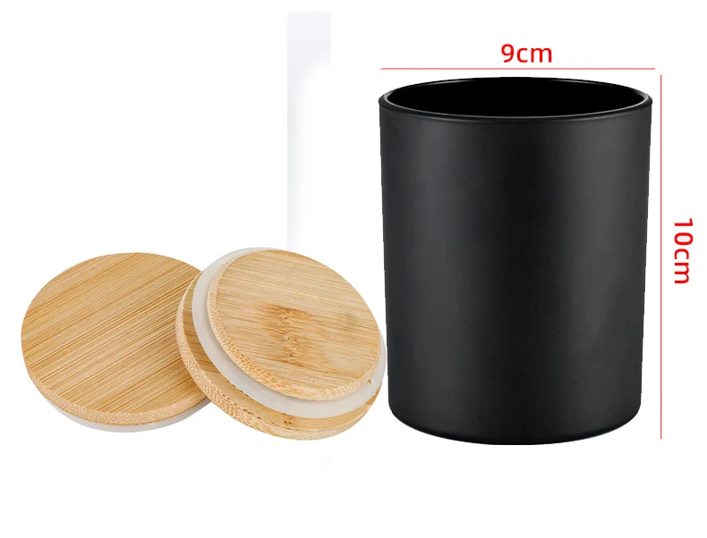 2023 Wholesale Matte Black Empty Glass Candle Holders Jar With Lid For