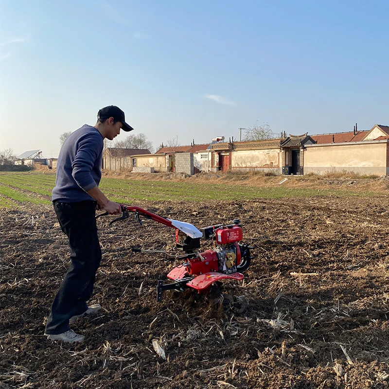 Two-Wheel Hand Walking Tractor Triller Mini Power Tiller Power Weeder  Rotary Tillers