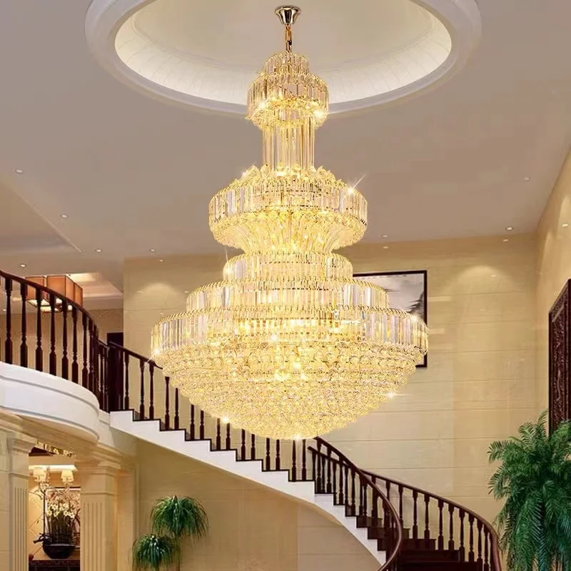 Villa Duplex Building Chandelier Foyer Led Crystal Lamp Modern Light ...