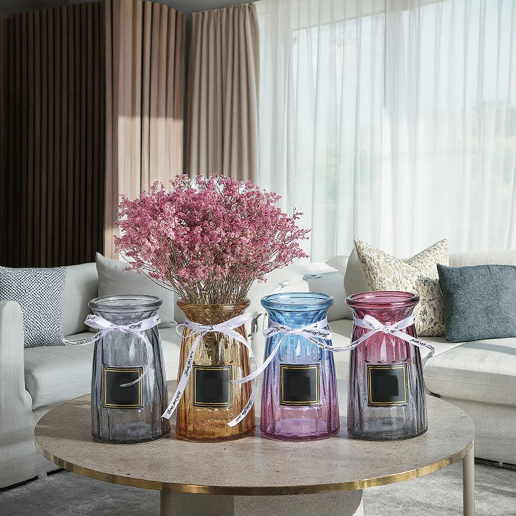 Wholesale Customized Luxury Transparent  Cylinder Modern Glass Flower Vase Contemporary Design for Wedding Party Ornaments