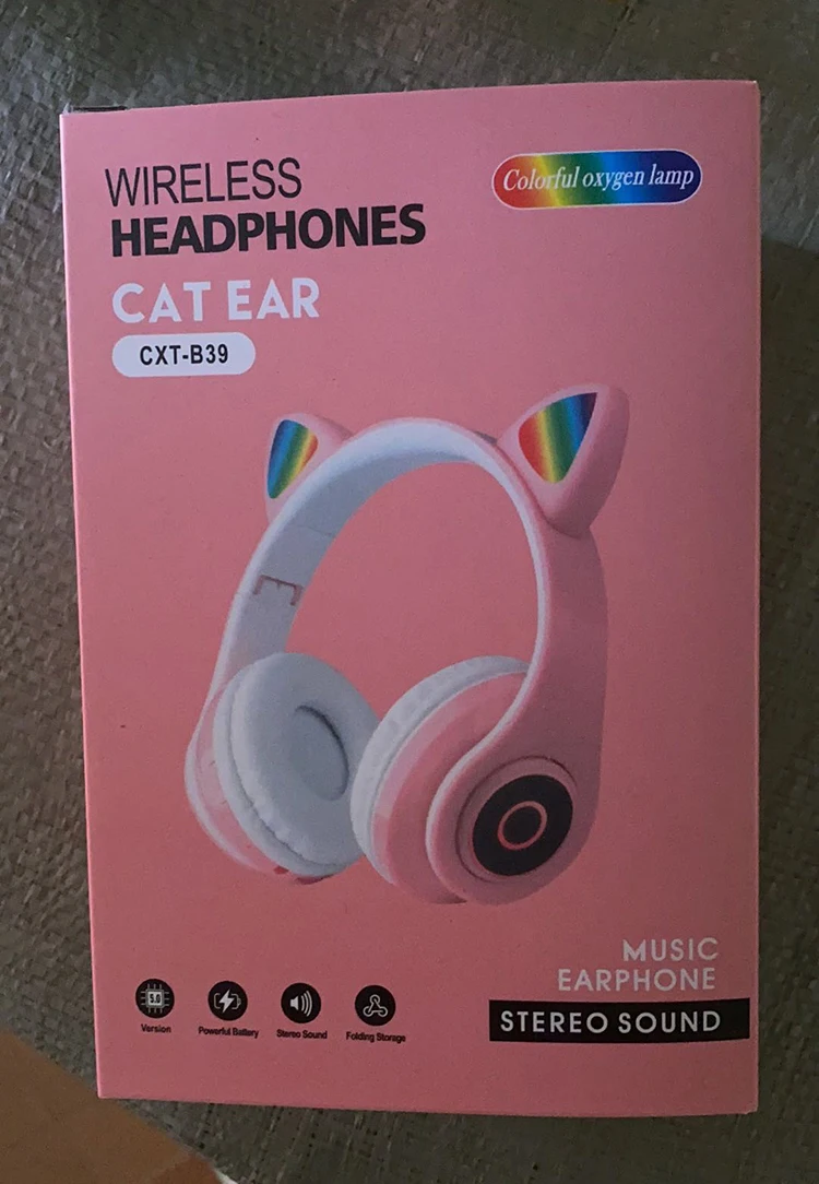 B39M Cat Ear Wireless Headphones Breathing Light TWS Stereo Headset  Earphones B39 Auriculares Inalambricos De Oreja De Gato