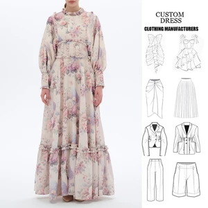 Boutique Clothing Wholesale Women's Clothing Spring New Luxury Chiffon Ruffle Printed Floral Elegance Casual Maxi Dresses