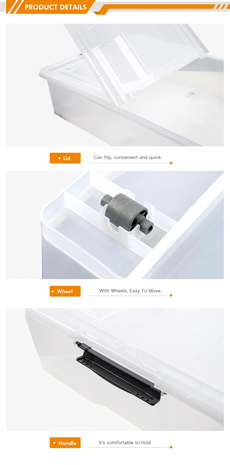 55l Clear Plastic Transparent Underbed Storage Box With Split Lid Buy