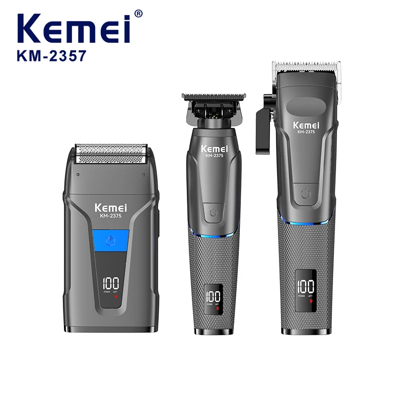 KEMEI Km-2375 الشركة المصنعة لقص الشعر طقم تشذيب لاسلكي قابل للشحن ماكينة قص الشعر ماكينة حلاقة كهربائية طقم تشذيب