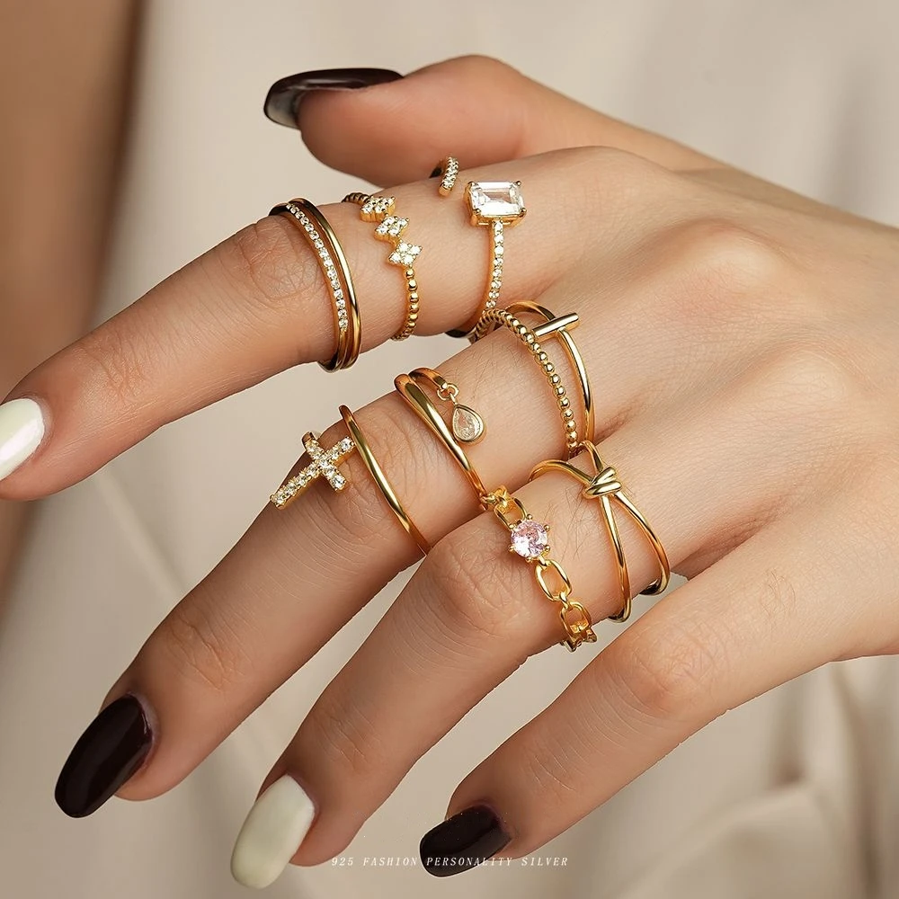 Alibaba Rings Fashion Jewelry Adjustable 925 Silver Rings Charms 18K Gold Plated 925 ...