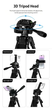 F3520 Micro Four-Head Camera Tripod, Telescope, Night Fishing Lamp Stand, Selfie and Live Streaming Stand product image