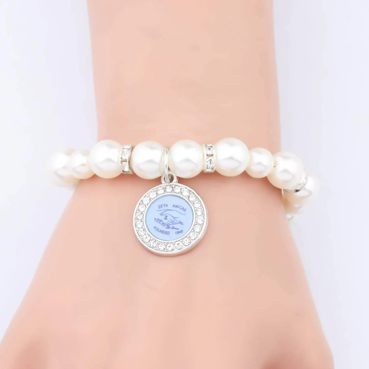 Light Blue Zeta Amicae Pearl Bracelet Soror Sisters Jewelry Greek ...