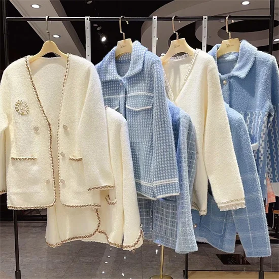 Women's Jacket 2025 New Autumn Fashion Red Tweed Small Fragrance Coat Ladies Short Blazers Korean Elegant Female Tops Outerwear