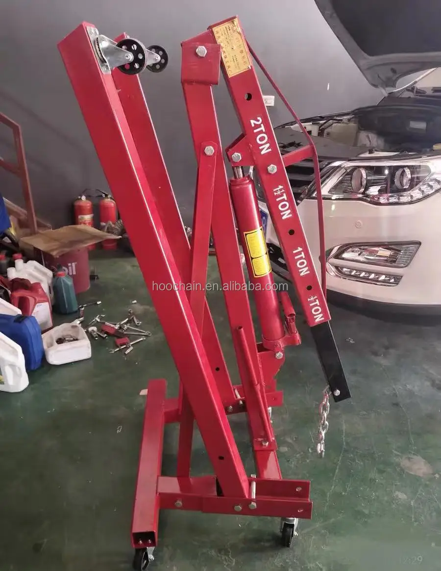Hydraulic Folding Engine Crane Stand Hoist Lift Jack With Wheels