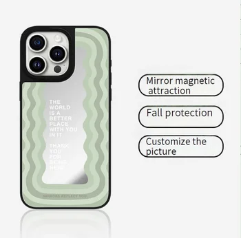 Ins Style Custom Wave Mirror Case With Strong Magnetic Fashion Mirror Case For iPhone 16