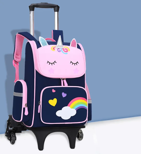 Girls Trolley Backpack 3d Unicorn Kids School Bag With Wheels Buy
