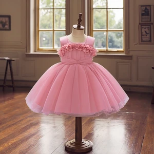 Girls Formal Party Frocks 2 Years Old Kids Summer Flower Dress Kids Birthday First Communion Tulle Dress Clothes for Kids