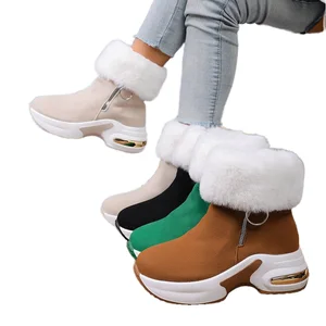 Size 35-43 Fall Autumn Winter Women Plush Fluffy Fashion Warm Height Increasing Insole Ankle Snow Boots