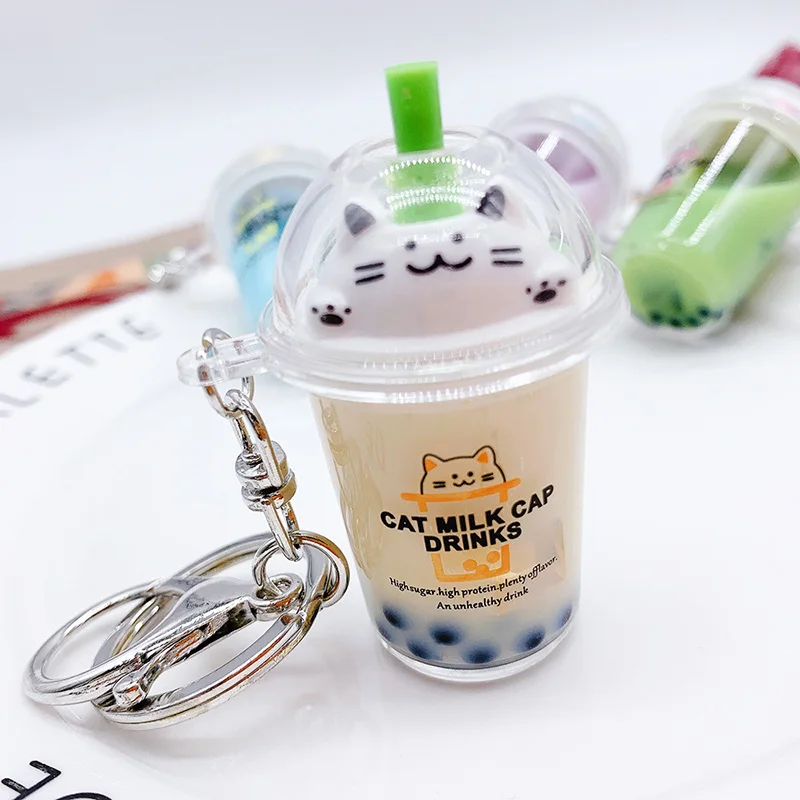 Liquid Shaker Boba Keychain Bubble Milk Tea Keychain