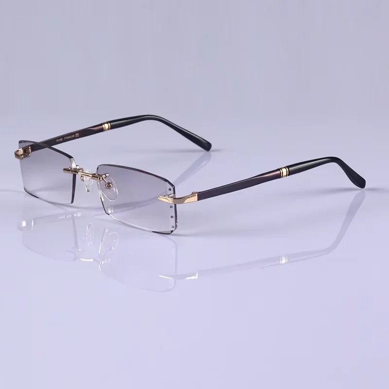 Luxury Men Women Rimless Diamond Cutting Photochromic Reading Glasses Color Changing Pre aperçu 4