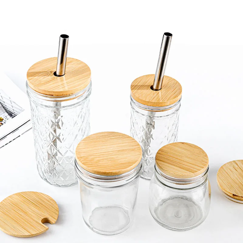 product hot sell bamboo jar lid bamboo lids with straw hole bamboo lids with stainless steel straw for mason jars-30