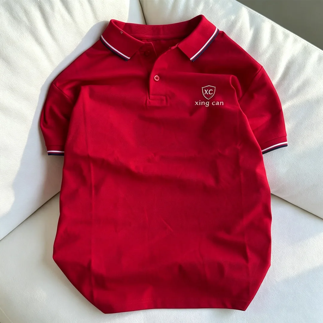Velkoobchodní polo košile s individuálním 3D vyšitým logem, pánské štíhlé krátkorukávní luxusní podnikatelské rugby polo košile
