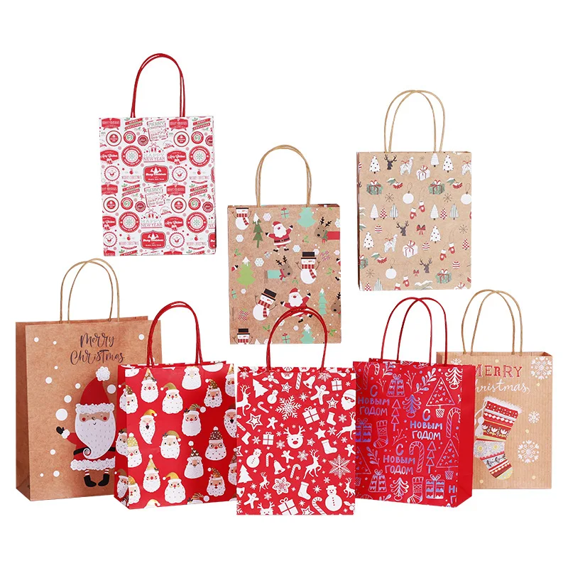 Kraft Paper Gift Bag Christmas Candy Packaging Bag Party Children Gift ...