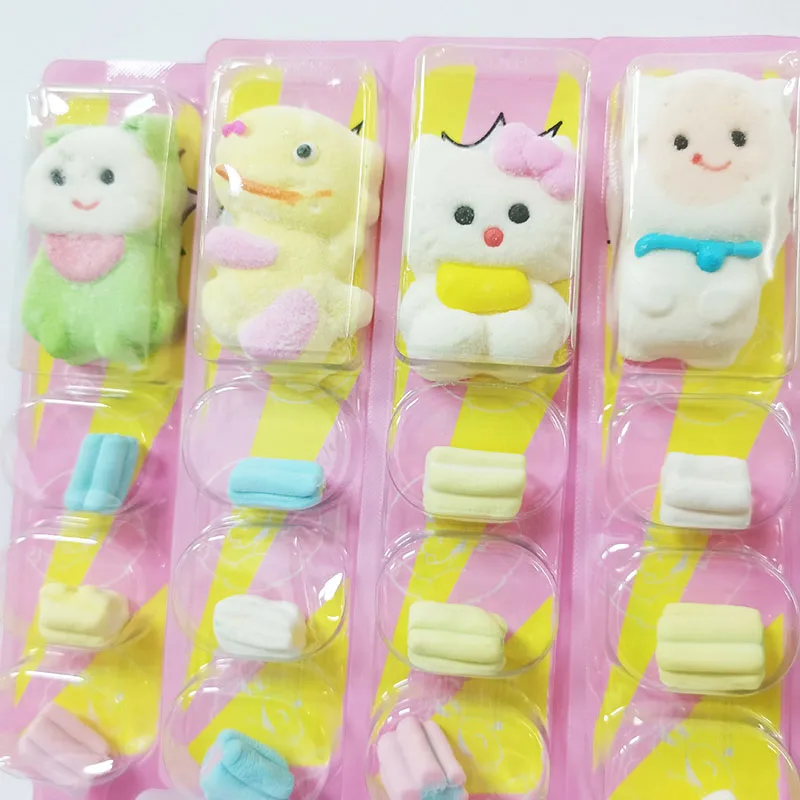 Halal Custom Cartoon Shape Marshmallow Soft Cotton Candy Lollipop