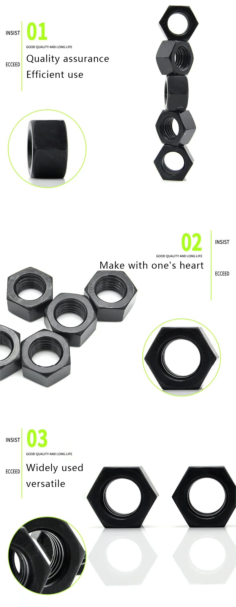 High-strength High-quality Carbon Steel Thin Hexagon Nut m6 M8 Hexagonal Head Heavy Nut factory