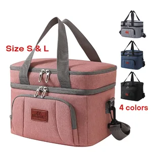 Custom Logo Double-layer Insulation Bag Shoulder Strap Reusable Lunch Bag Outdoor Picnic Beach Leak Proof Lunch Refrigerated Bag