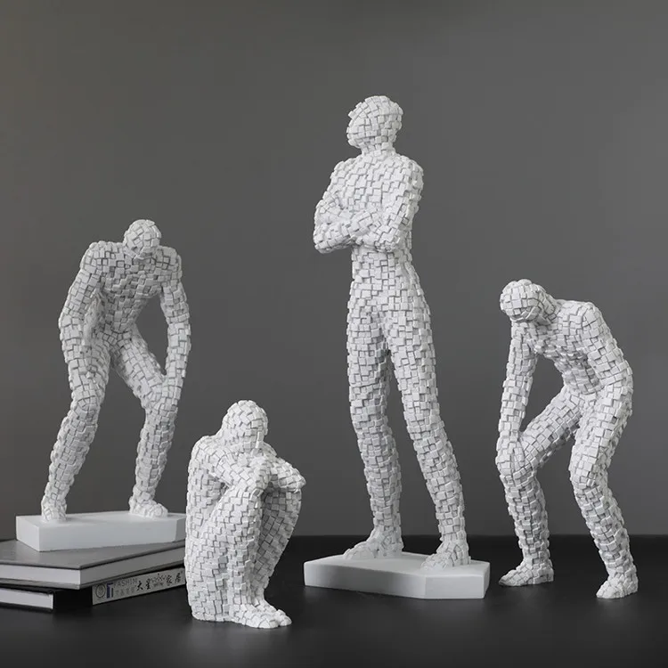 2022 New Design White Abstract Figure Sculpture Abstract Human Resin Mosaic Craft Home Decoration