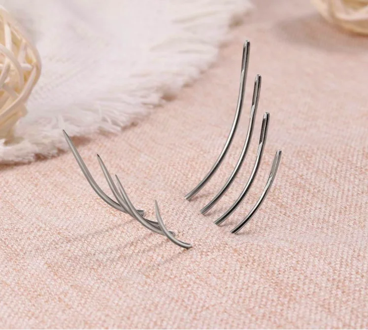 25pcs Curved Needles C Type Weaving Needle Hand Sewing Needles 4 Sizes 2.0/2.5/3/3.5 Inch