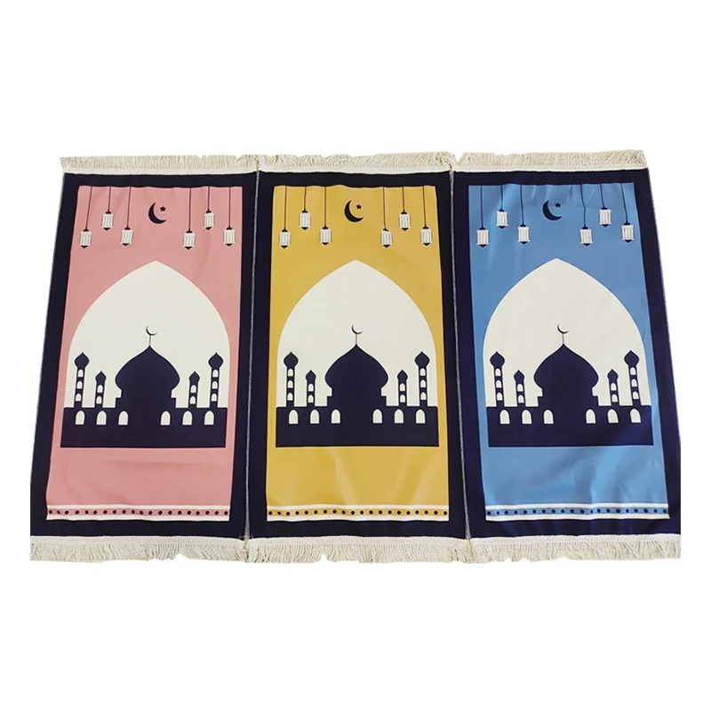 Cartoon  Muslim Islamic Kids Prayer Mat Portable Prayer Mat Padded Kids Prayer Rug for Ramadan Gifts
