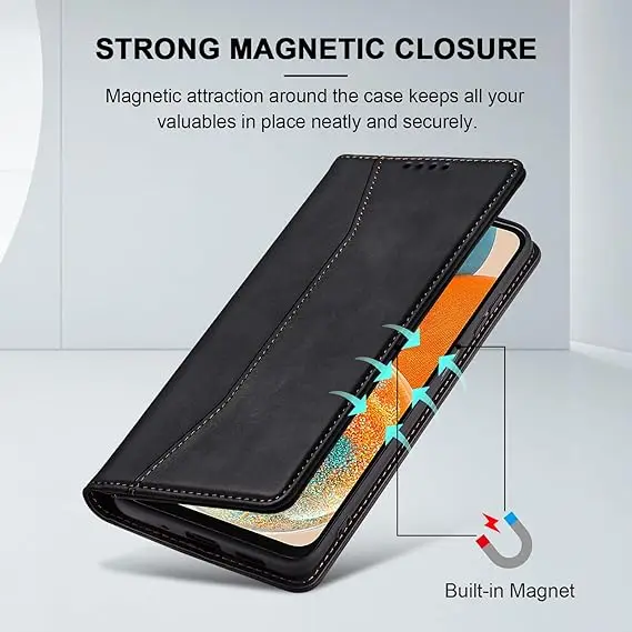 Laudtec Wallet Case for Samsung Galaxy Z Flip6 Leather Magnetic Card Holder Kickstand TPU Shockproof Durable Protective Case factory