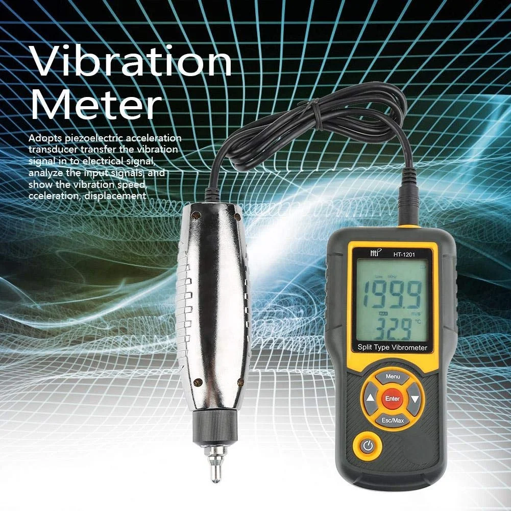 Ht-1201 Digital Meter Displacement Measurement Machine Vibration Analyzer Portable Balancer for Hvac, Motors, Engines, Generator