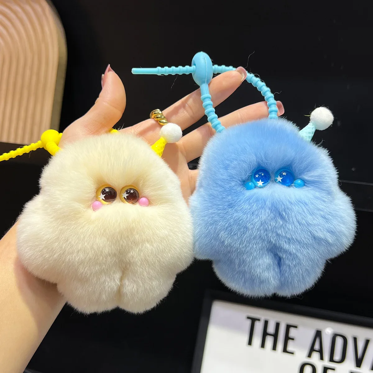 Cute Mini Elf Monster Plush Keychain Candy Color Big Eyes Decorated ...