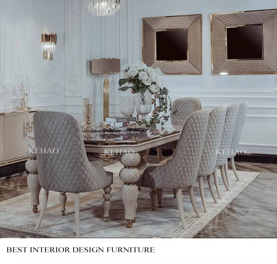 高級ダイニングルーム家具彫刻木製脚アンティークダイニング