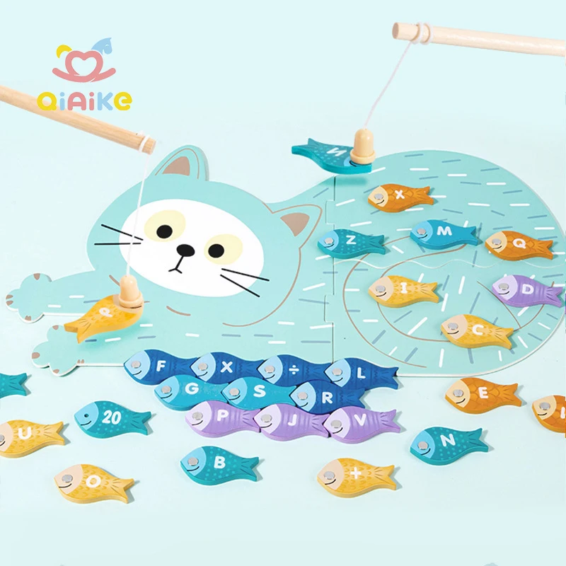 卸売 子供用おもちゃ 教育用子猫フィッシングパズルゲーム 木材使用